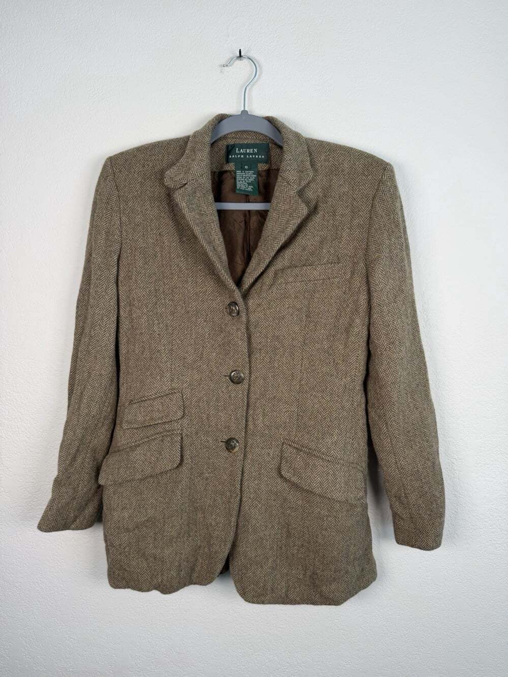 Women’s Ralph Lauren Vintage Wool Tweed Herringbone Blazer Jacket 4P
